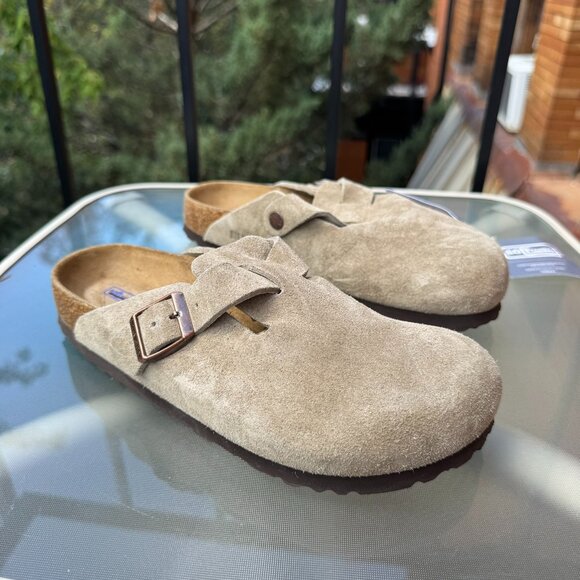 New Birkenstock Boston Soft Footbed Clogs in Taupe Suede US 7 / EUR 38 - Picture 4 of 13